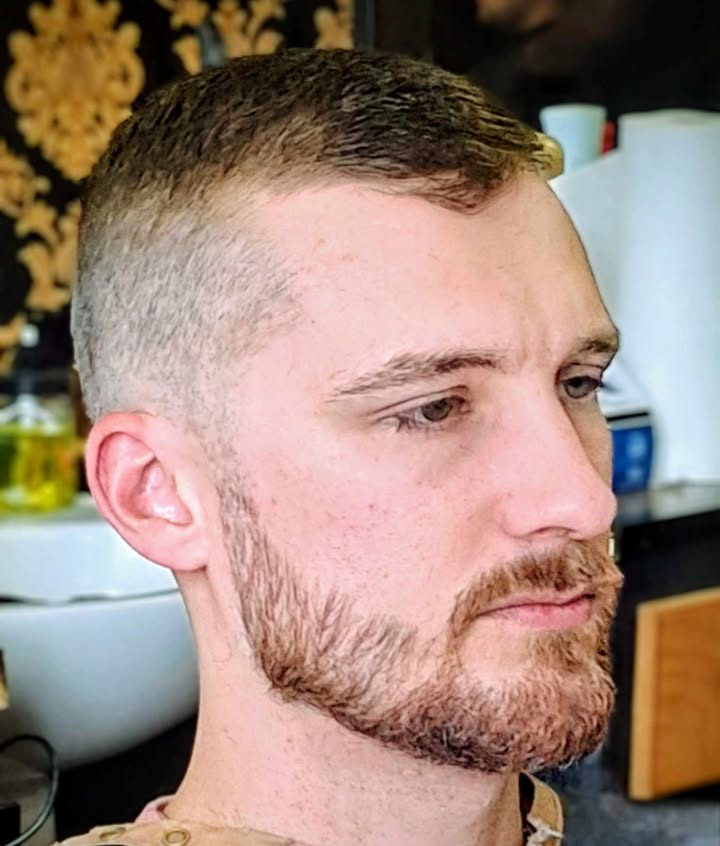 Crew cut with beard trim mobile barber service